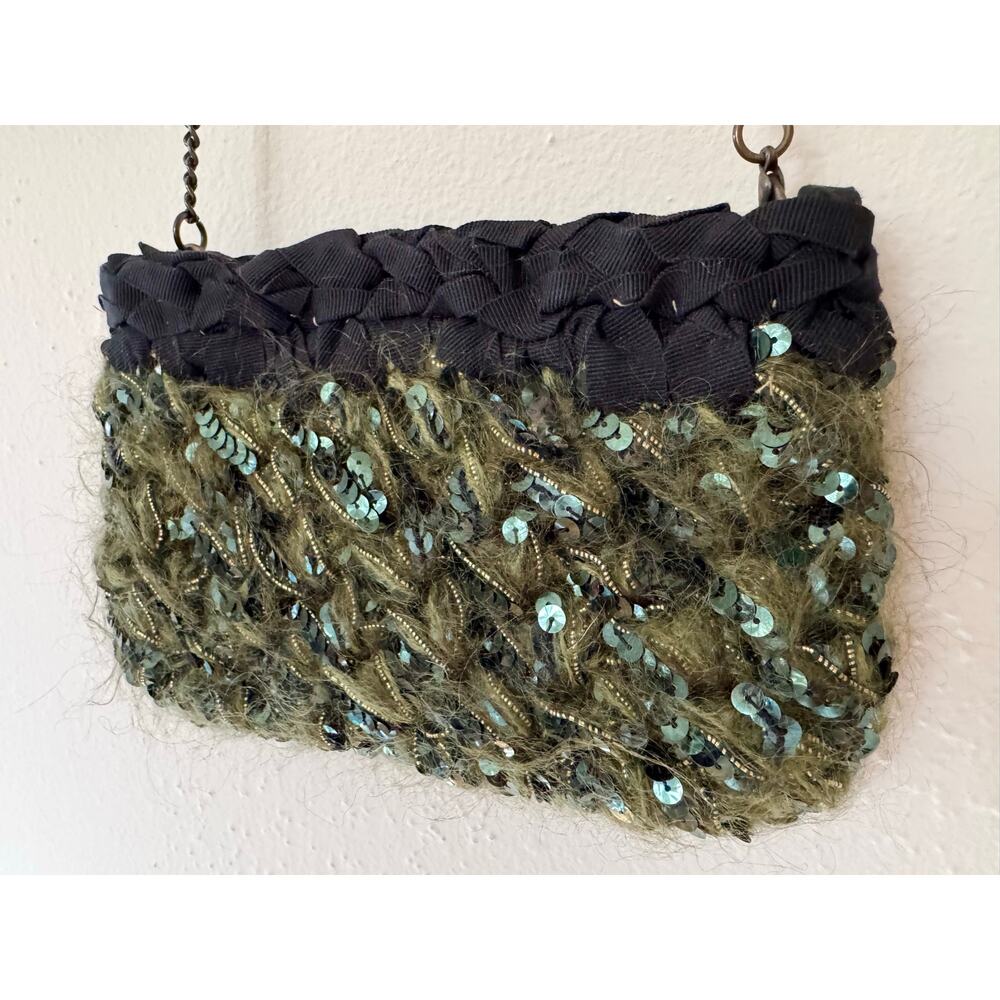 Rare Lorenza Gandaglia Sequin and Wool Clutch Purse Handmade In Italy - Picture 3 of 9
